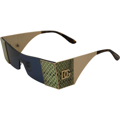 Dolce & Gabbana Gold Metal Rectangle Shades DG2263 Sunglasses Dolce & Gabbana