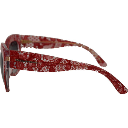 Dolce & Gabbana Red Lace Acetate Rectangle Shades DG4231F Sunglasses Dolce & Gabbana