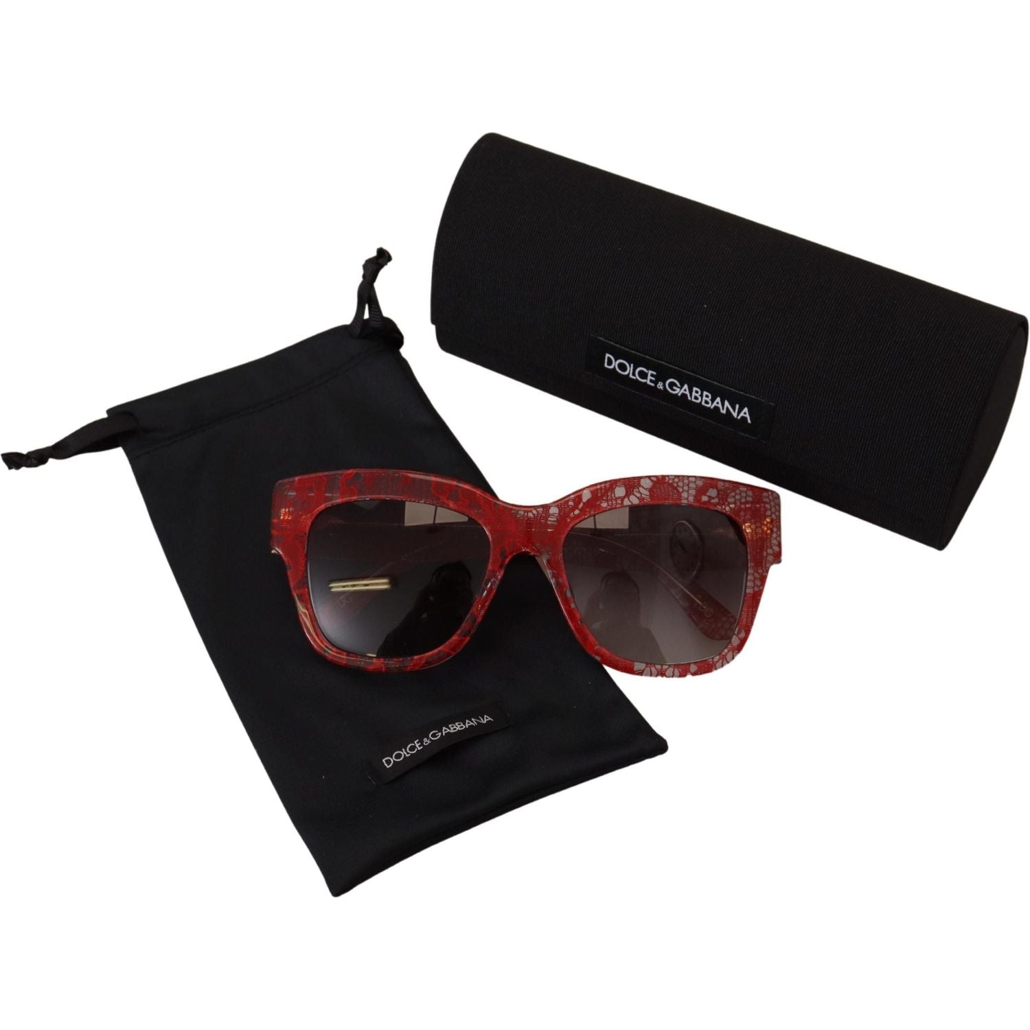 Dolce & Gabbana Red Lace Acetate Rectangle Shades  DG4231F  Sunglasses