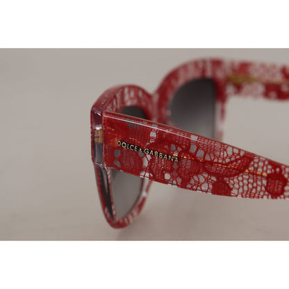 Dolce & Gabbana Red Lace Acetate Rectangle Shades DG4231F Sunglasses Dolce & Gabbana