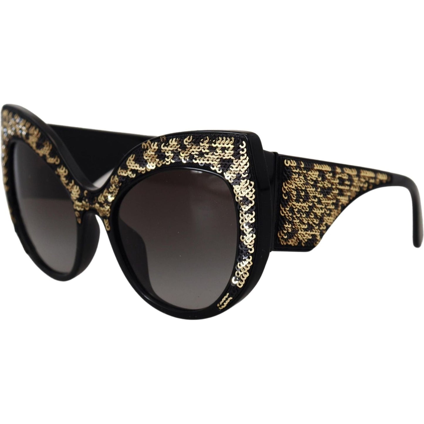 Dolce & Gabbana Black Gold Sequin Butterfly Polarized DG4326 Sunglasses Dolce & Gabbana