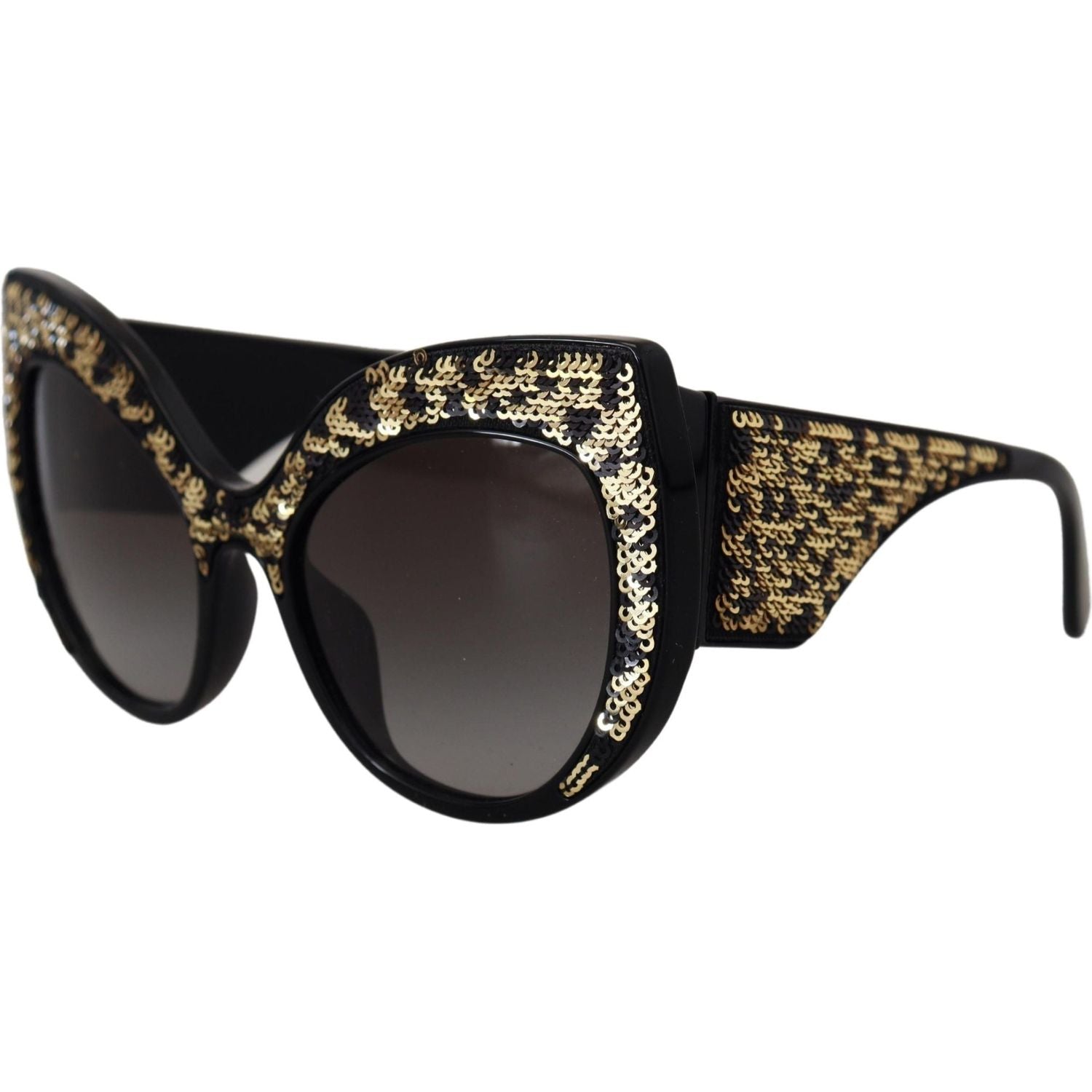 Dolce & Gabbana Black Gold Sequin Butterfly Polarized DG4326 Sunglasses