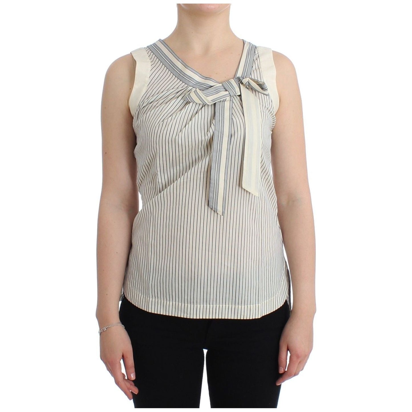 Ermanno Scervino Beachwear Striped Top Blouse Shirt Bow Tank Ermanno Scervino