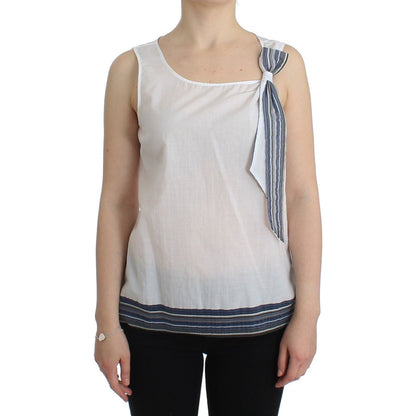 Ermanno Scervino White Blue Top Blouse Tank Shirt Sleeveless Ermanno Scervino