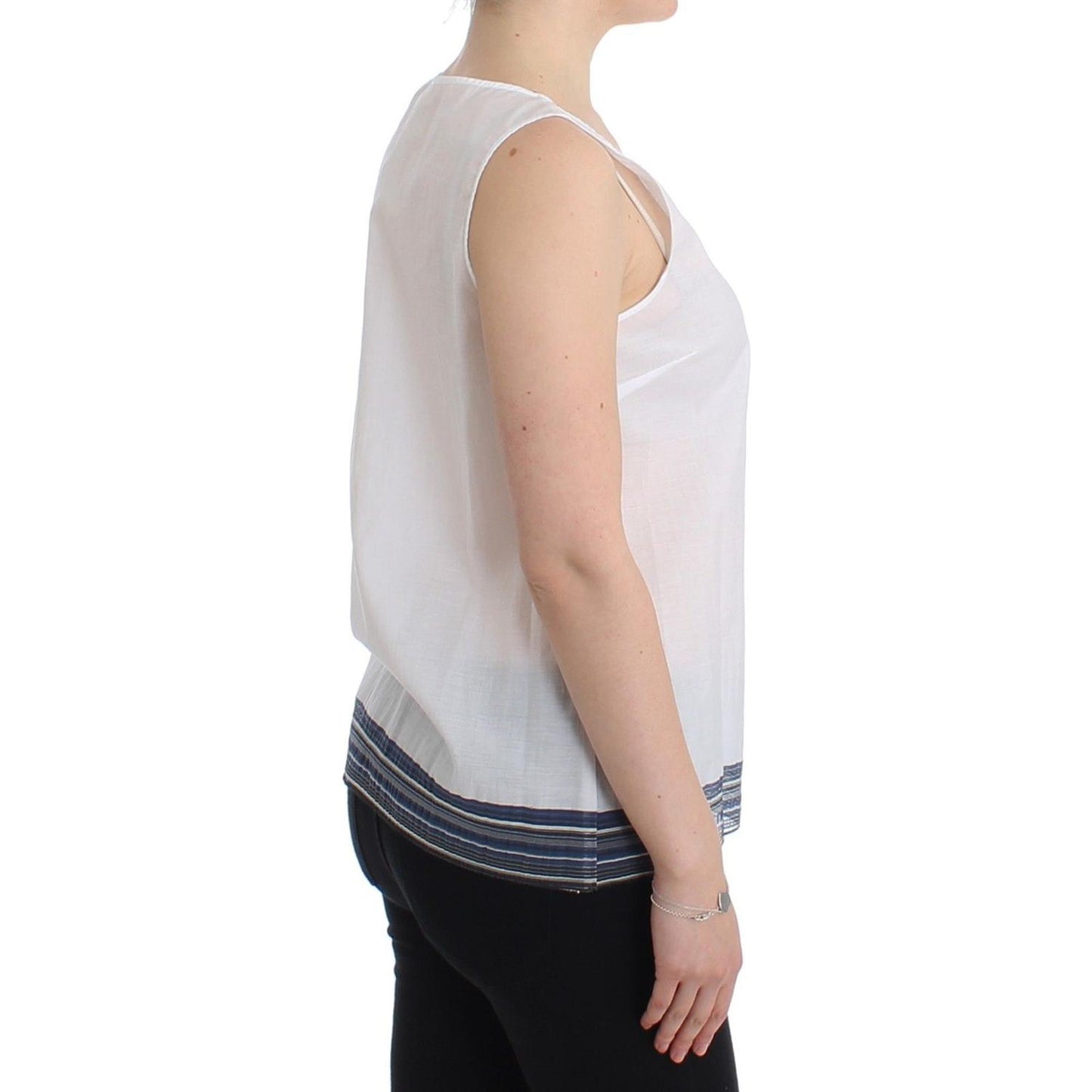 Ermanno Scervino White Blue Top Blouse Tank Shirt Sleeveless Ermanno Scervino