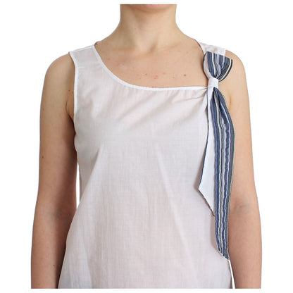 Ermanno Scervino White Blue Top Blouse Tank Shirt Sleeveless Ermanno Scervino