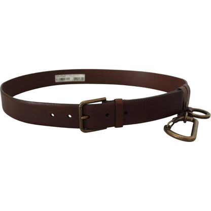 Dolce & Gabbana Brown Leather Gold Metal Buckle Carabiner Belt