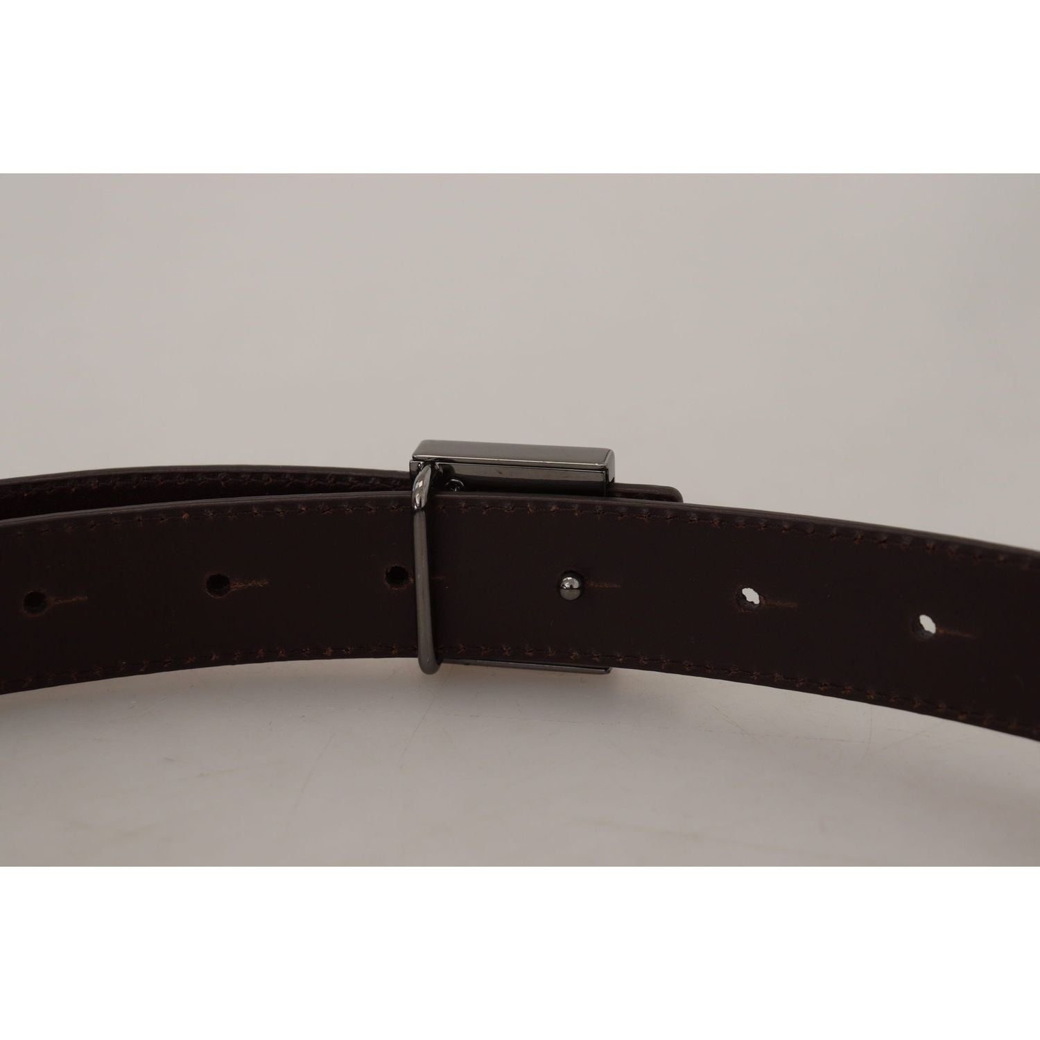 Dolce & Gabbana Gold Leather Silver Square Metal Buckle Belt