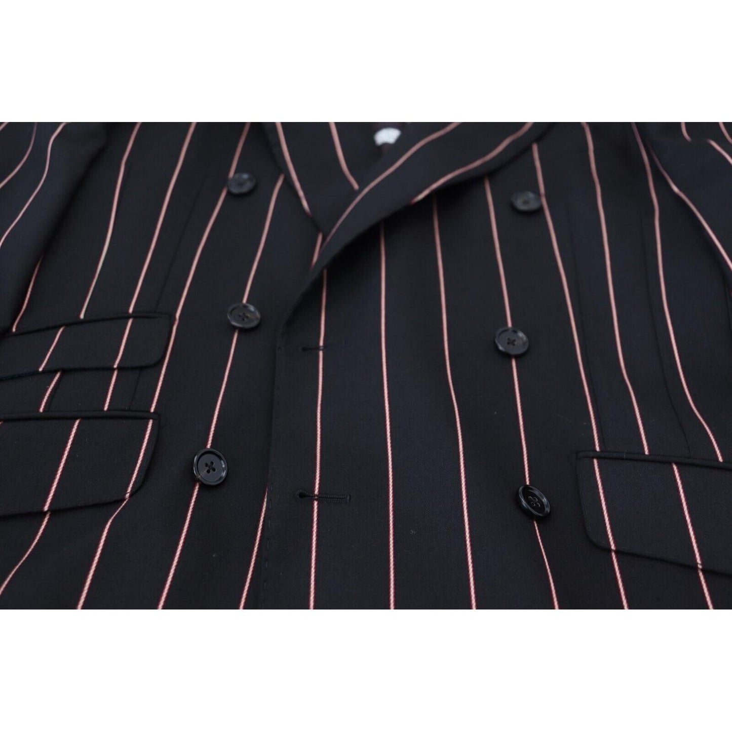 Dolce & Gabbana Dark Gray Stripes Viscose Double Breasted Blazer