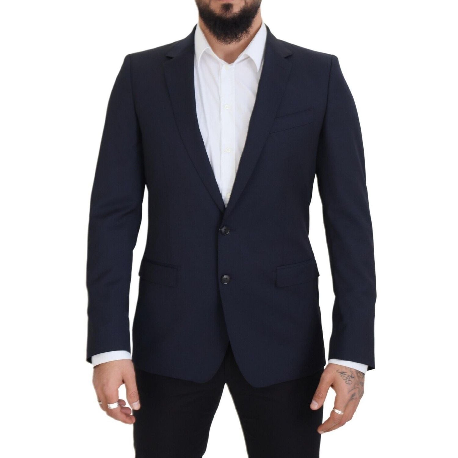 Dolce & Gabbana Dark Blue Wool Single Breasted MARTINI Blazer