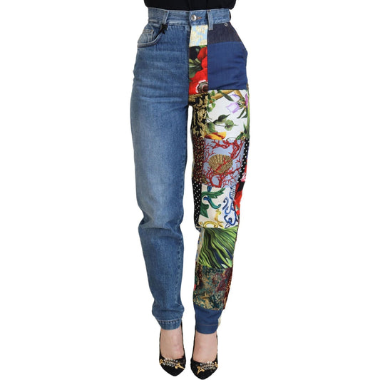 Dolce & Gabbana Blue Jacquard Majolica High Waist Jeans PAN73064 - 36