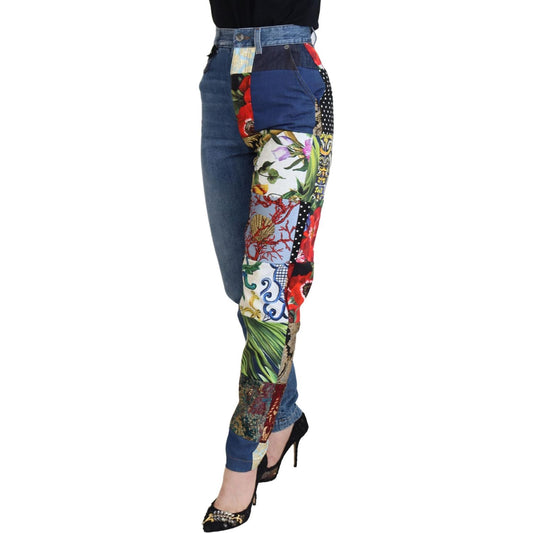 Dolce & Gabbana Blue Jacquard Majolica High Waist Jeans PAN73064 - 36