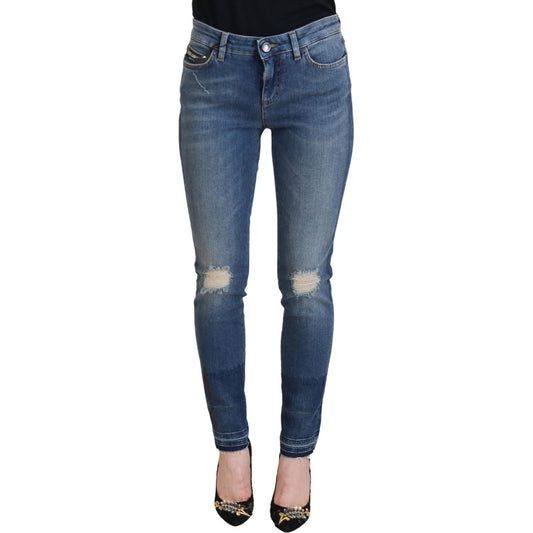 Dolce & Gabbana Blue Washed Cotton Tattered Denim Jeans PAN73093 - 40