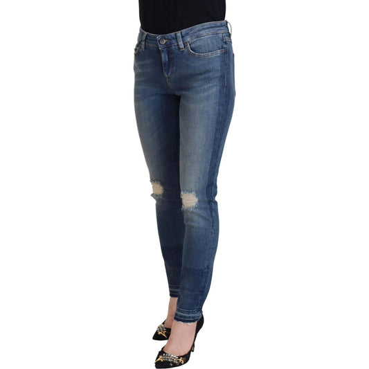 Dolce & Gabbana Blue Washed Cotton Tattered Denim Jeans PAN73093 - 40