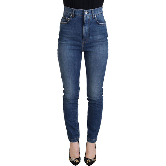 Dolce & Gabbana Blue Cotton High Waist Skinny Denim Jeans PAN74028 - 40