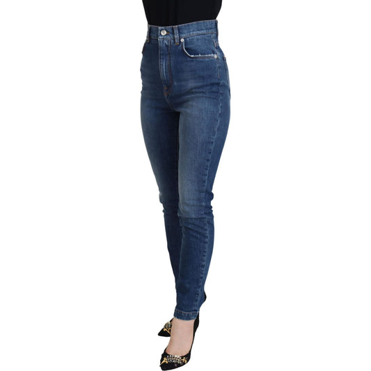 Dolce & Gabbana Blue Cotton High Waist Skinny Denim Jeans PAN74028 - 40
