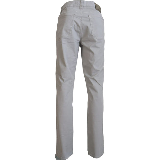 Jeckerson Gray Cotton Tapered Men Casual Pants Jeckerson