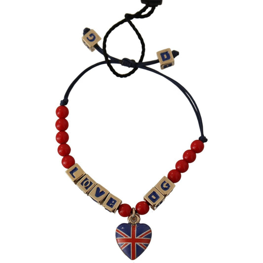 Dolce & Gabbana Red Blue Beaded DG LOVES LONDON Flag Branded Bracelet SMY100974