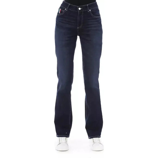 Baldinini Trend Blue Cotton Women Jeans with Tricolor Pocket Detail BA-23107-W30