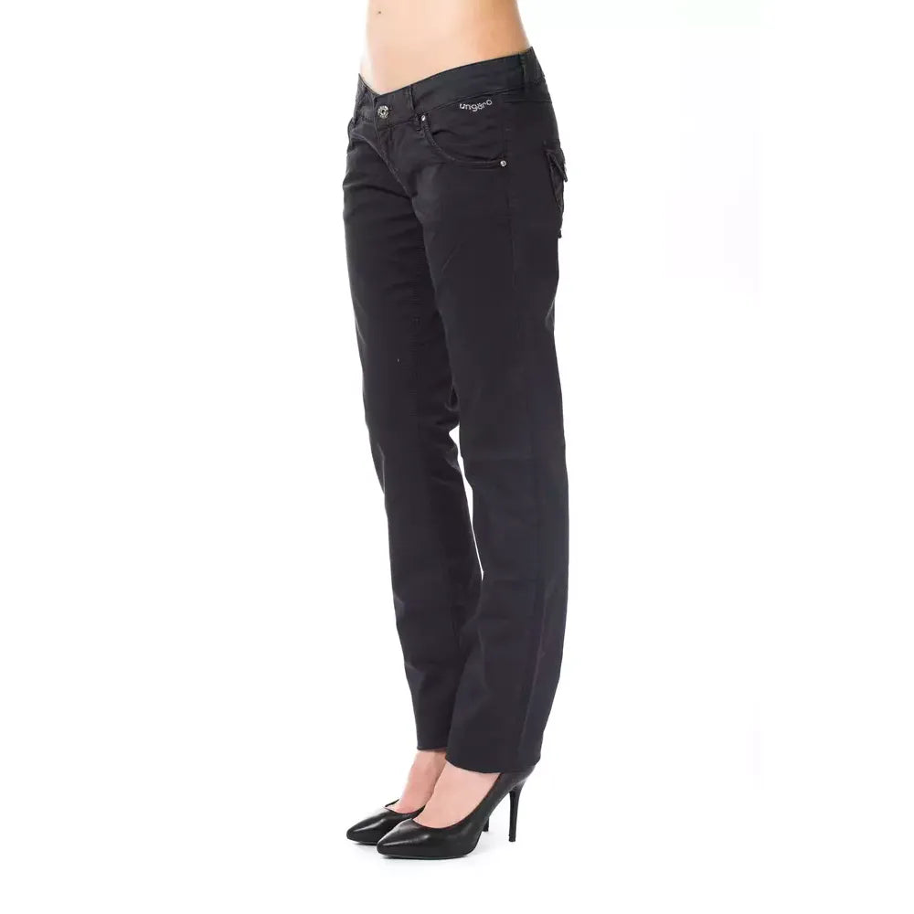 Ungaro Fever Blue Cotton Women's Regular Fit Pant