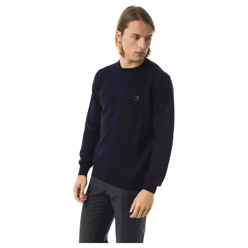 Uominitaliani Blue Merino Wool Men Sweater