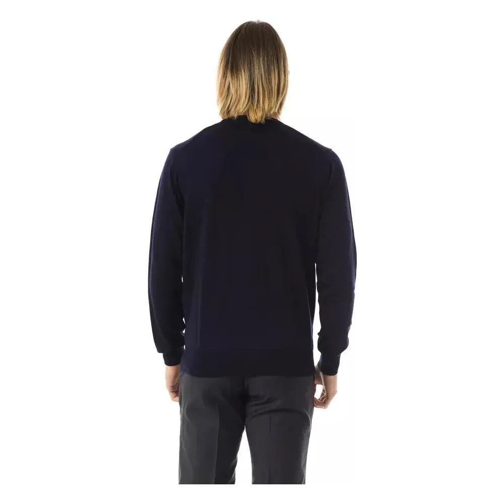 Uominitaliani Blue Merino Wool Men Sweater