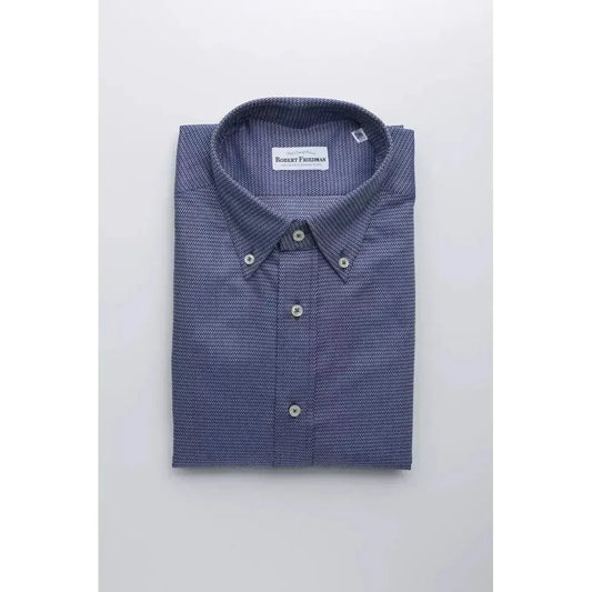 Robert Friedman Blue Cotton Men Shirt RO-20455-M
