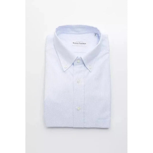 Robert Friedman Light Blue Cotton Men Shirt