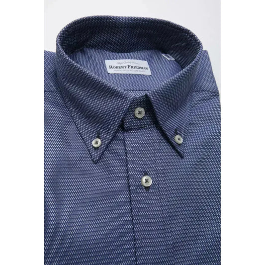 Robert Friedman Blue Cotton Men Shirt RO-20455-M