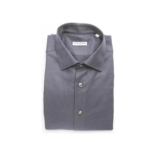 Robert Friedman Blue Cotton Men Shirt RO-20402-M