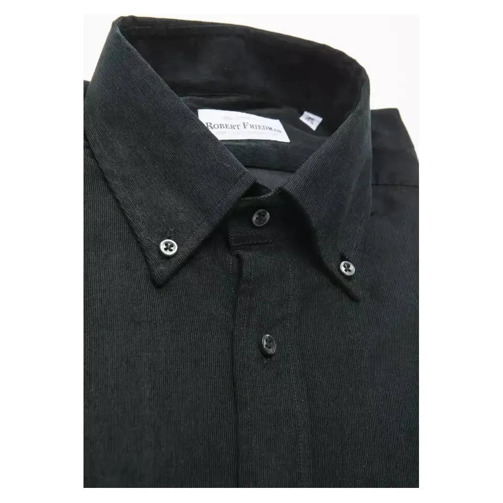 Robert Friedman Black Cotton Men Shirt