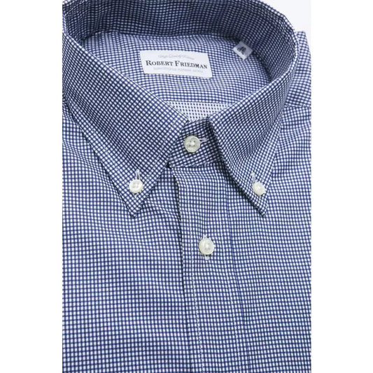 Robert Friedman Blue Cotton Men Shirt RO-20463-M