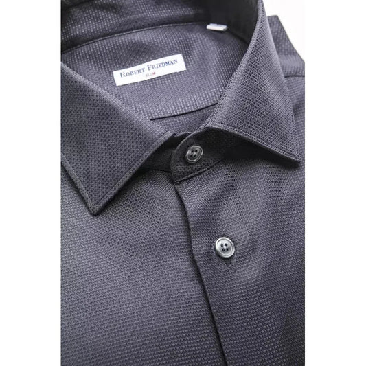 Robert Friedman Blue Cotton Men Shirt RO-20402-M