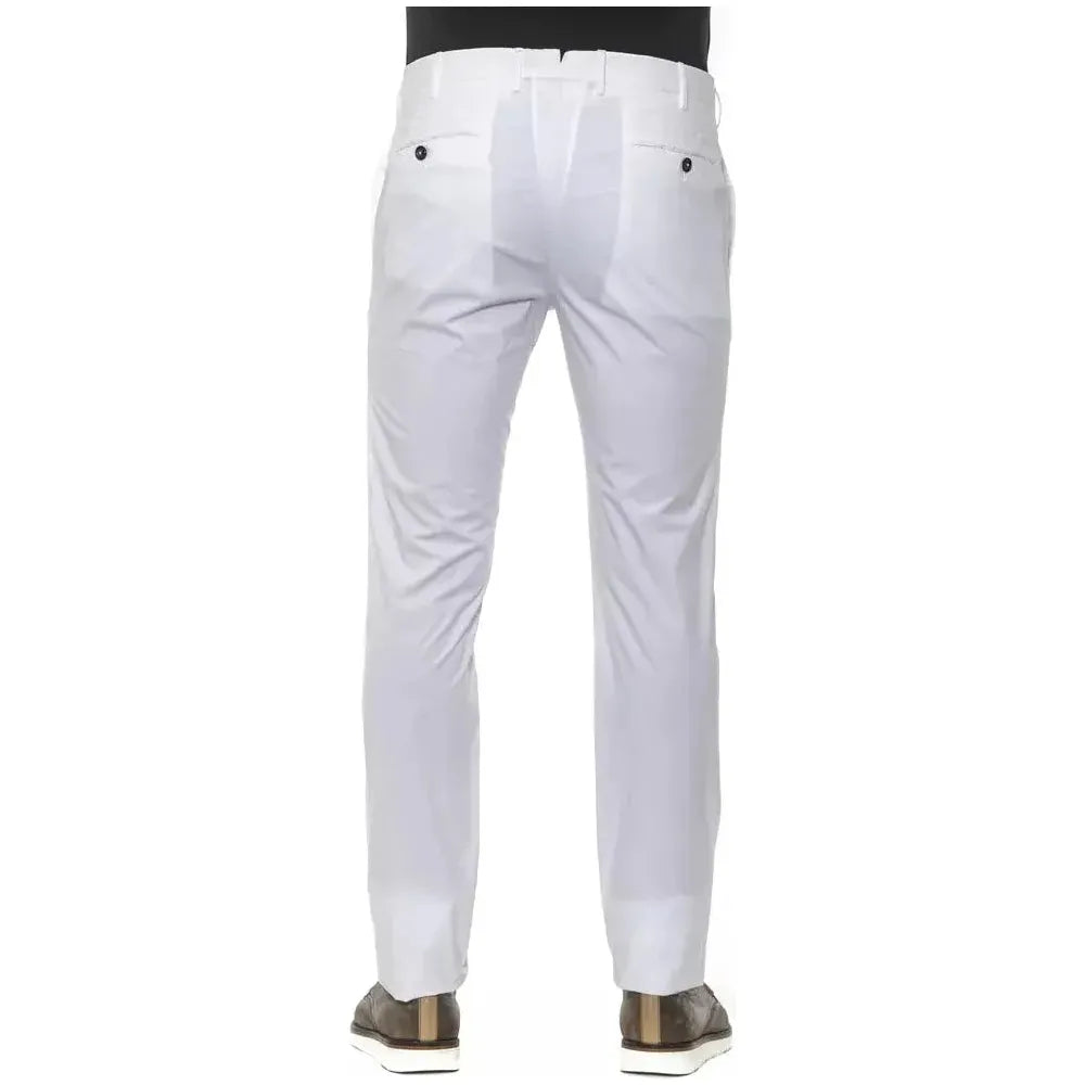 PT Torino White Cotton Men Slim Trouser
