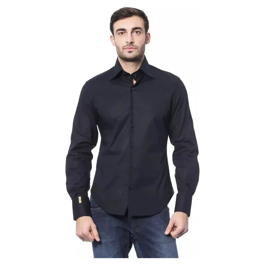 Billionaire Italian Couture Blue Cotton Men Shirt BI-17321-L