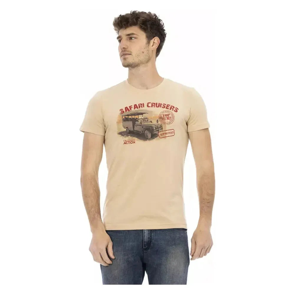 Trussardi Action Beige Cotton Men T-Shirt TR-22668-M