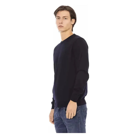 Baldinini Trend Blue Fabric Men Sweater BA-22431-XL