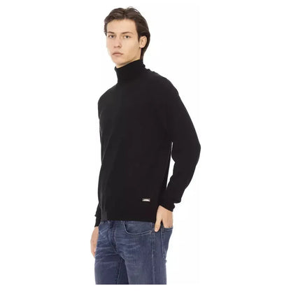 Baldinini Trend Black Fabric Men Sweater Turtleneck