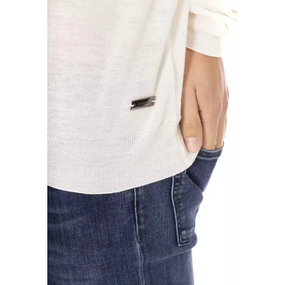 Baldinini Trend White Fabric Men Turtleneck Sweater