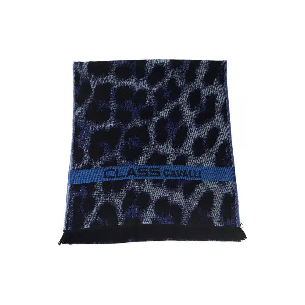 Cavalli Class Blue Wool Men Scarf 1728,67345744032,Accessories,Blue,Cavalli Class,Men,Men - Accessories,New with tags,Scarves - Accessories,Scarves - Men - Accessories,Scarves - Scarves - Accessories