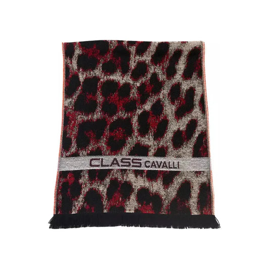 Cavalli Class Burgundy Wool Men Scarf Cavalli Class