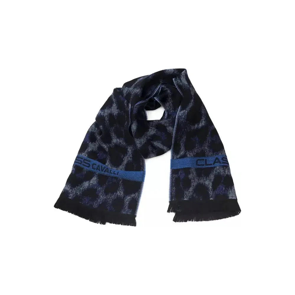 Cavalli Class Blue Wool Men Scarf 1728,67345744032,Accessories,Blue,Cavalli Class,Men,Men - Accessories,New with tags,Scarves - Accessories,Scarves - Men - Accessories,Scarves - Scarves - Accessories