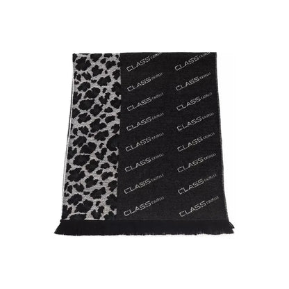 Cavalli Class Black Wool Men Scarf Scarves