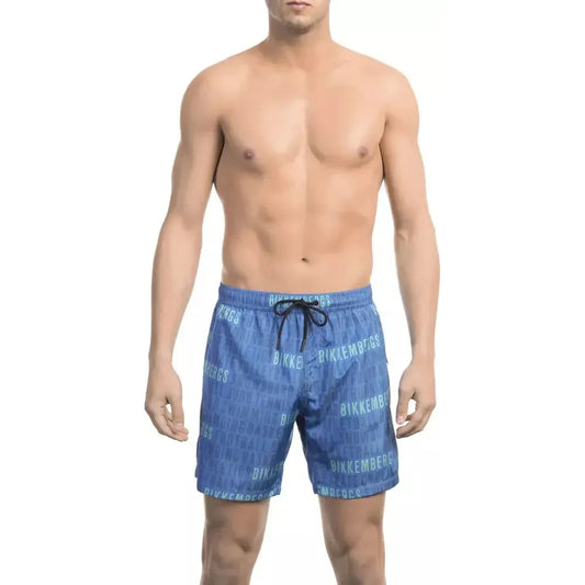 Bikkembergs Blue Polyester Men's Swim Short BI-22007-S