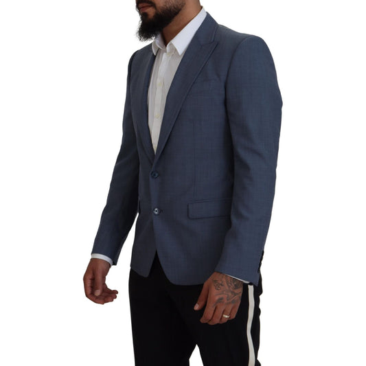 Dolce & Gabbana Blue Wool Stretch Slim Fit Jacket Blazer KOS2108- 44