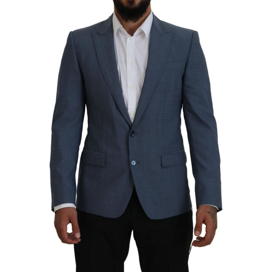 Dolce & Gabbana Blue Wool Stretch Slim Fit Jacket Blazer KOS2108- 44