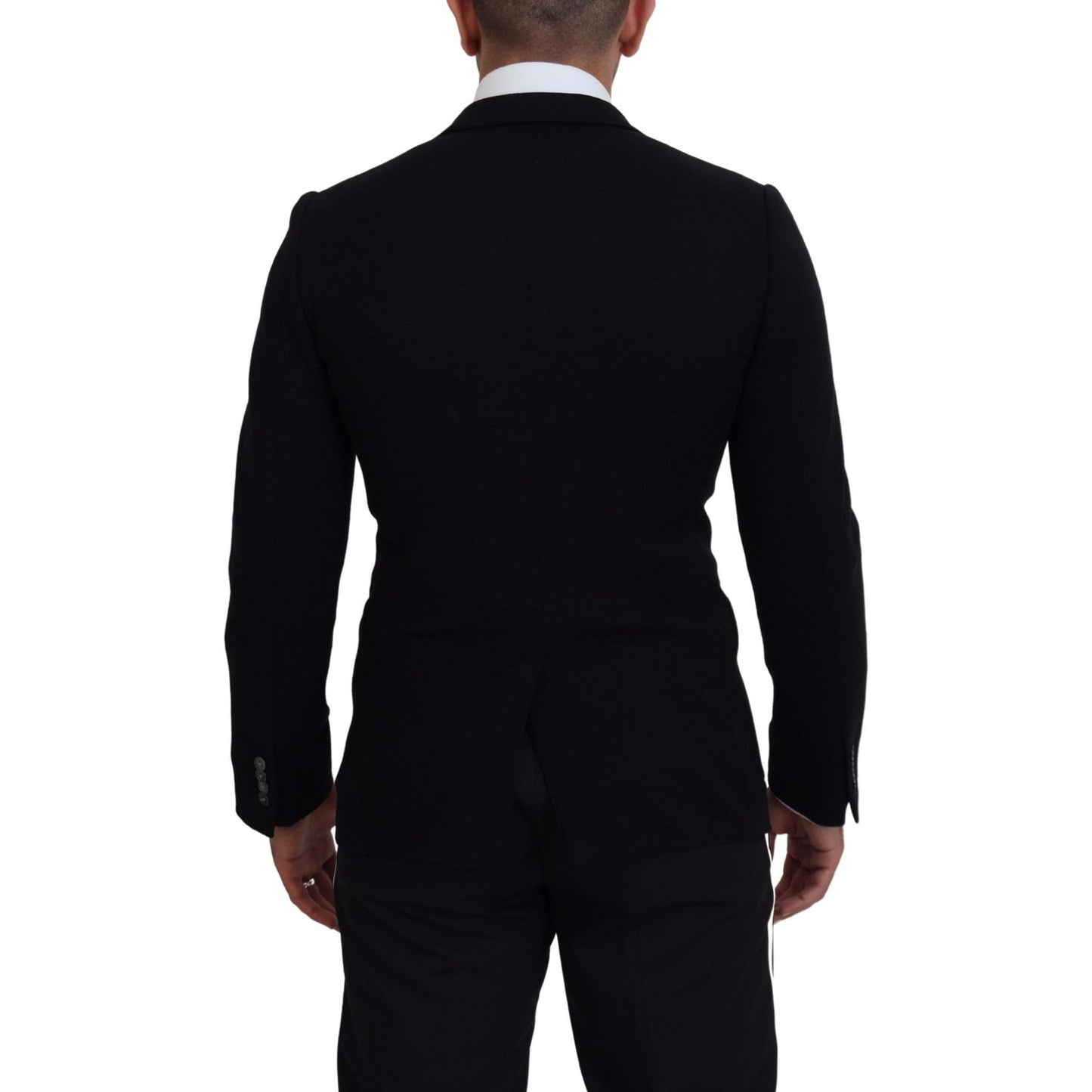 Dolce & Gabbana Black Wool Crown Slim Fit Jacket Blazer