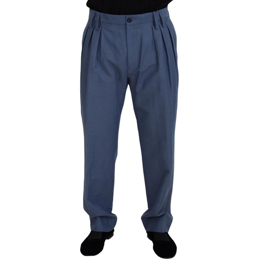 Dolce & Gabbana Blue Linen Chino Men Formal Pants PAN73285 - 52