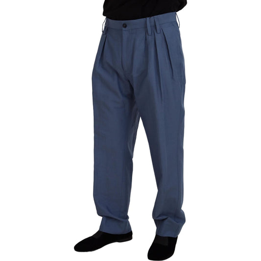 Dolce & Gabbana Blue Linen Chino Men Formal Pants PAN73285 - 52