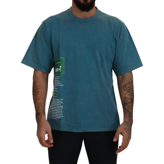 Dolce & Gabbana Blue Logo Print Crewneck Cotton T-shirt TSH83080 - 52